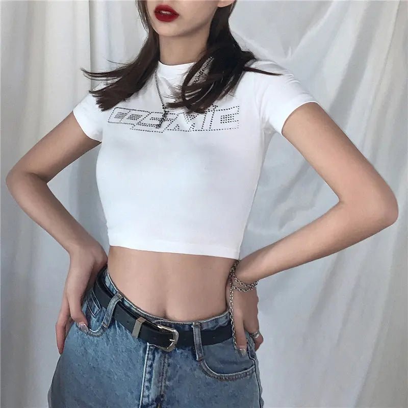 2020 Women's Summer Letter Print Crop Top T-Shirt - Dakdouksson