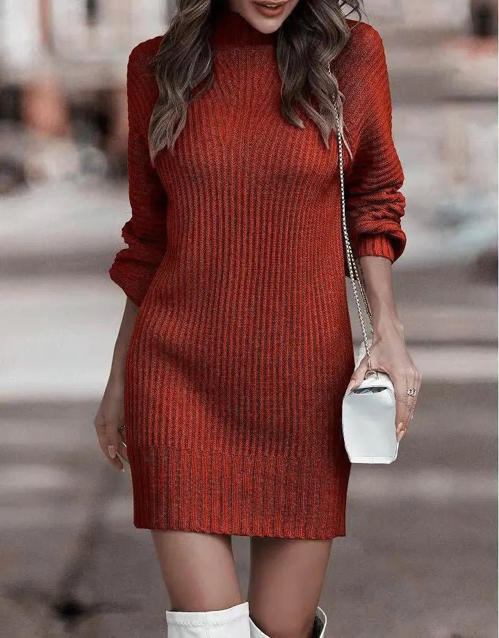 2023 Autumn Winter Women's High Neck Sweater Dress - Dakdouksson