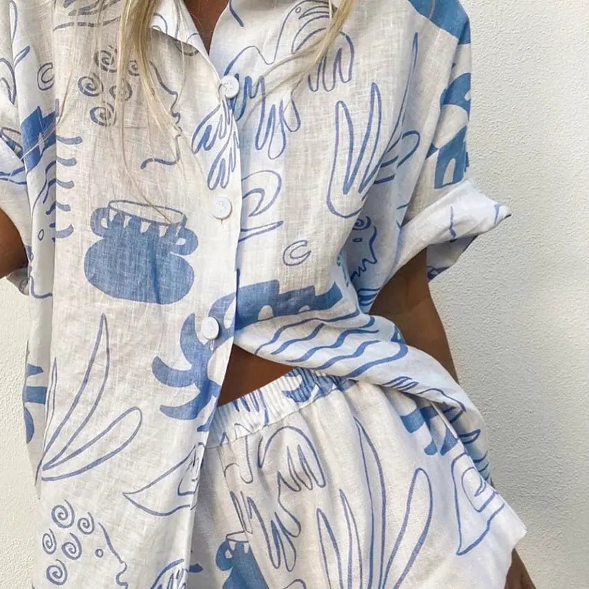 2023 Spring Summer Women's Printed Two - Piece Pajamas Set - Dakdouksson