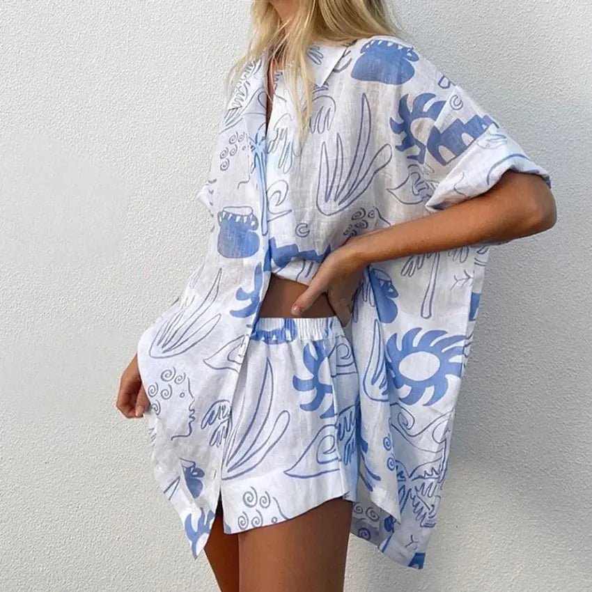2023 Spring Summer Women's Printed Two - Piece Pajamas Set - Dakdouksson