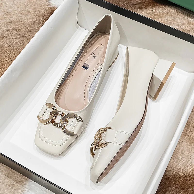 2023 Women's Chunky Heel Soft Leather Loafers - Dakdouksson