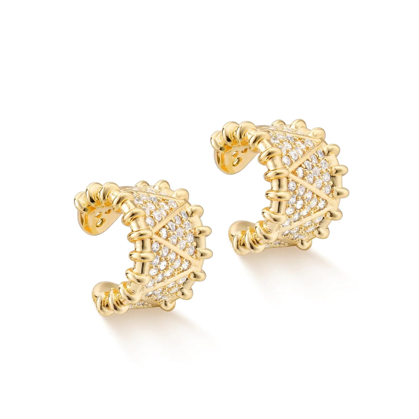 MYEARS Women Ear Cuff Earrings Gold Non Pierced Cartilage Clip on Open Wrap Polyline Band Hoop Cubic Zirconia 14K Gold Plated Simple Hypoallergenic Everyday Jewelry