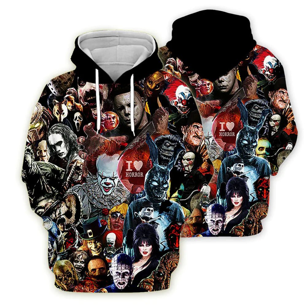 3D Digital Print Halloween Pattern Hoodie - Dakdouksson