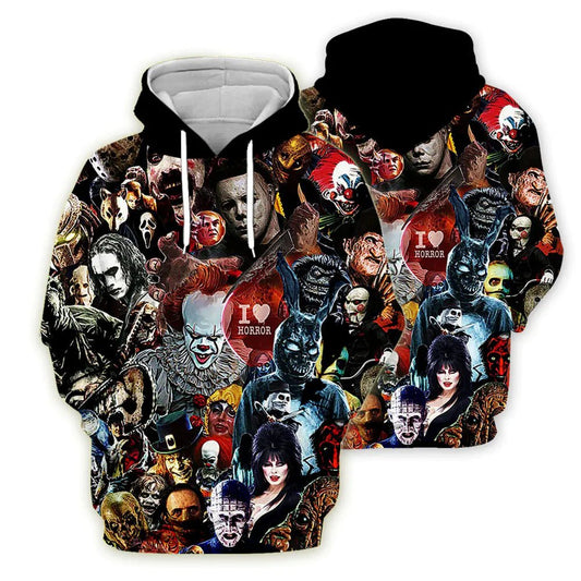 3D Digital Print Halloween Pattern Hoodie - Dakdouksson