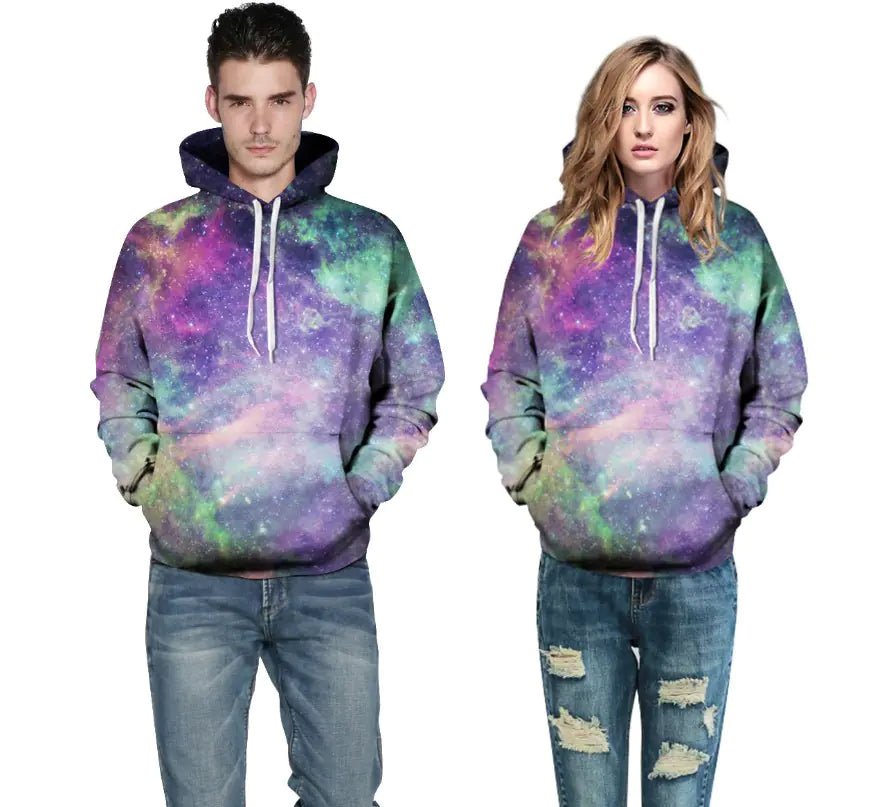 3D Hoodie with Star Print and Baseball Cap Design - Dakdouksson