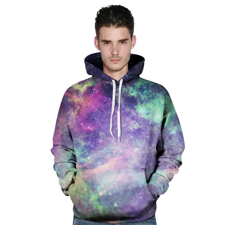 3D Hoodie with Star Print and Baseball Cap Design - Dakdouksson