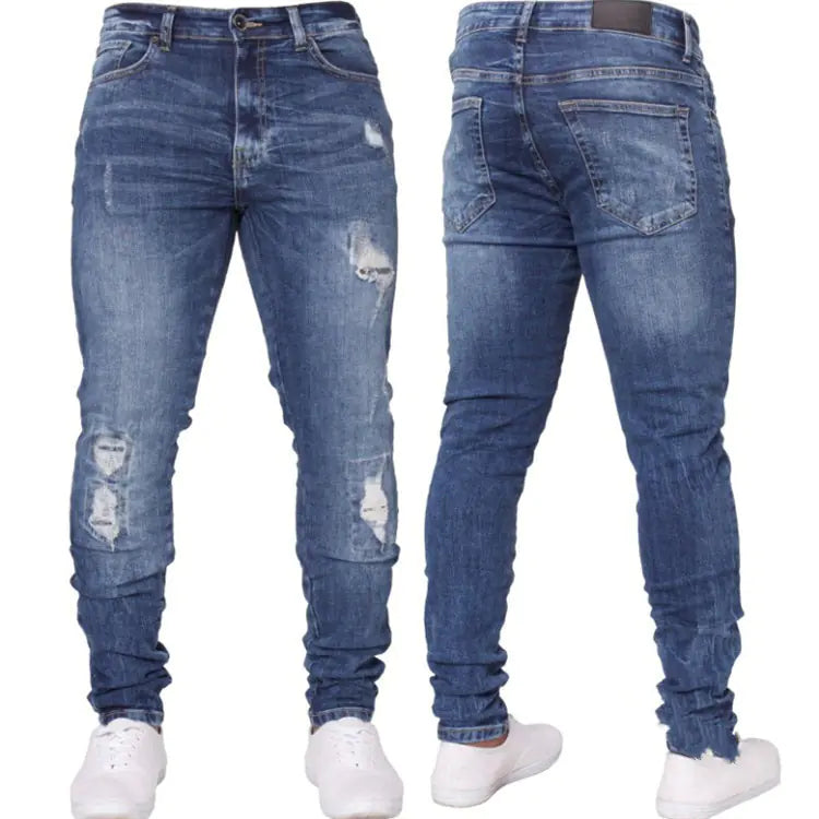 Men's Distressed Slim Fit Stretch Jeans (Casual)
