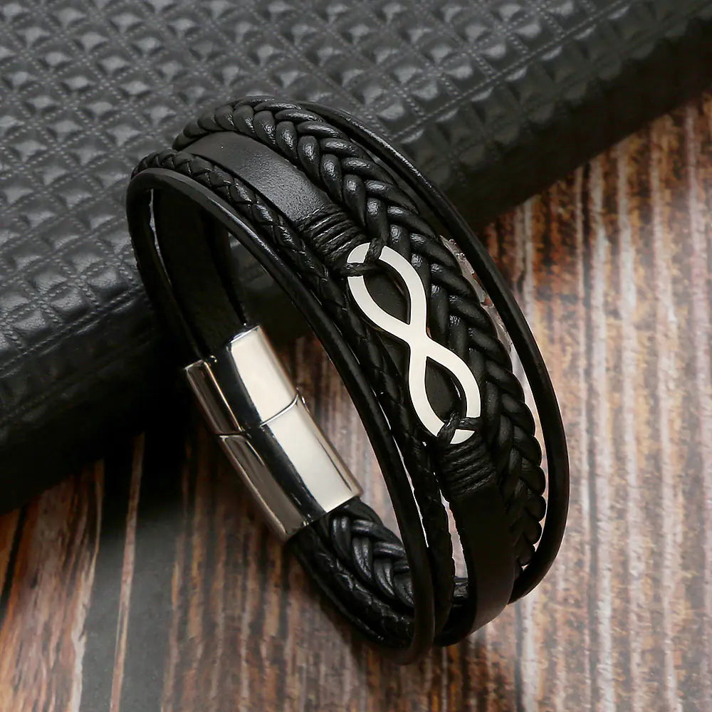 Men's Multi-layer Cowhide Stainless Steel Magnetic Bracelet