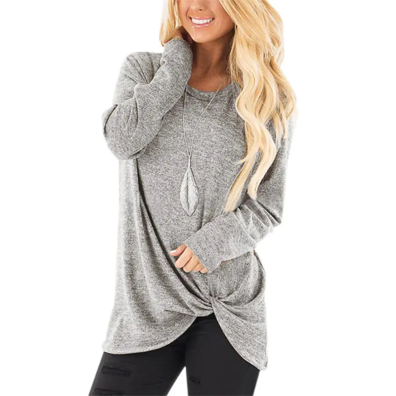 Autumn Winter Women's Long-Sleeved Twisted Sweater Top