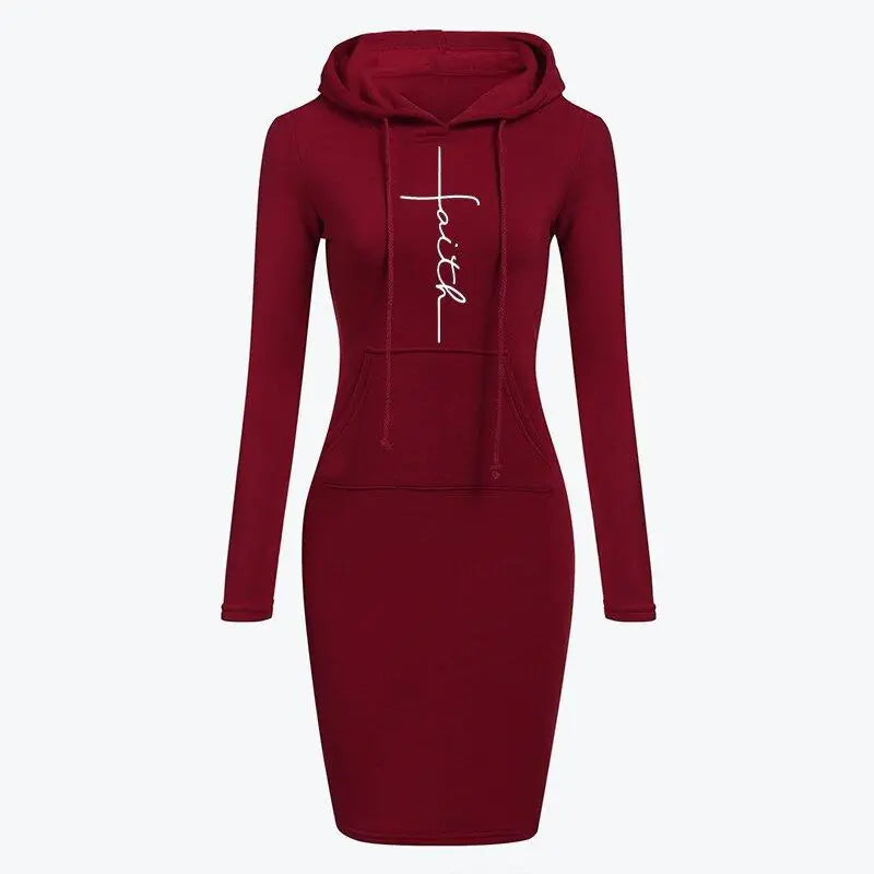 Autumn Winter Women's Long-Sleeved Hoodie Dress
