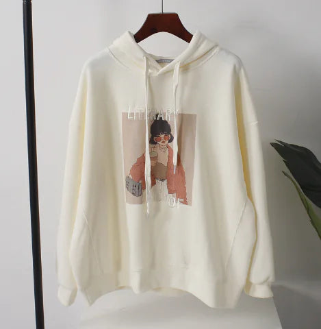 Embroidered Cartoon Hooded Sweater for Women