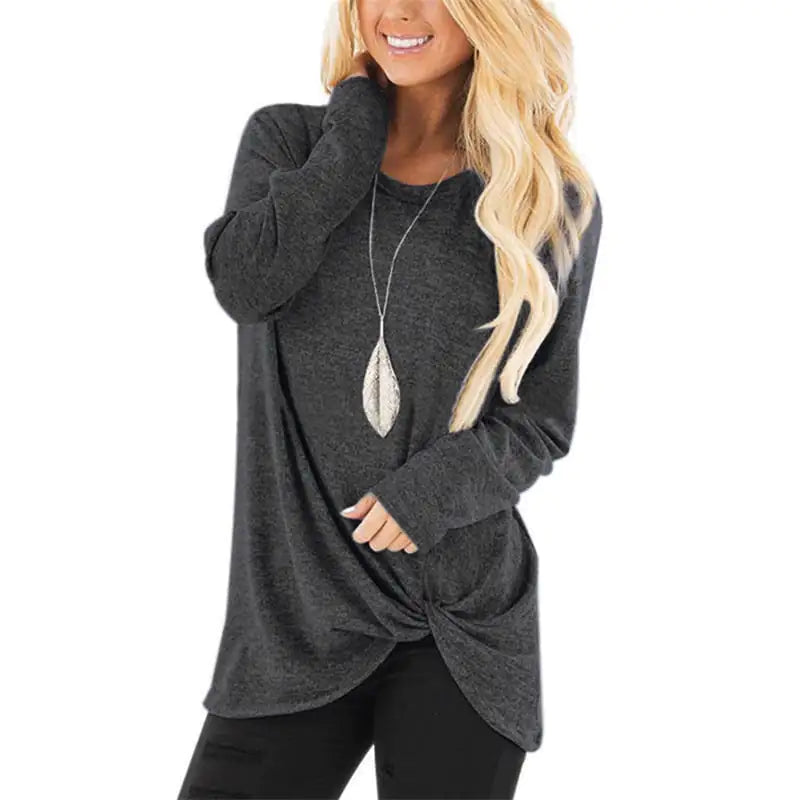 Autumn Winter Women's Long-Sleeved Twisted Sweater Top