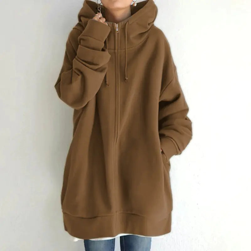 Women's Fuzzy Full-Zip Sport Hoodie Sweatshirt