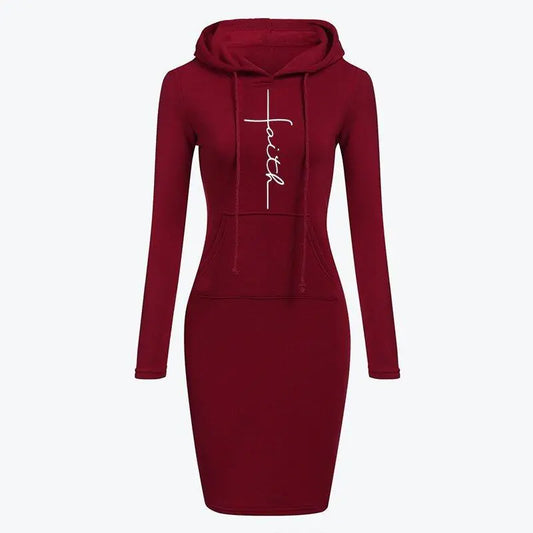 Autumn Winter Women's Long-Sleeved Hoodie Dress
