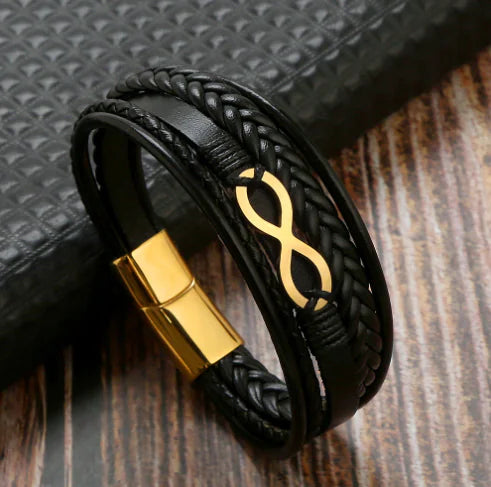Men's Multi-layer Cowhide Stainless Steel Magnetic Bracelet