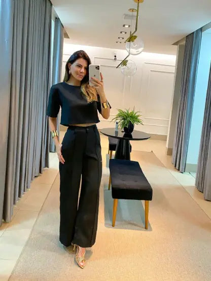 Stylish Summer Commuter Solid Color Suit Set