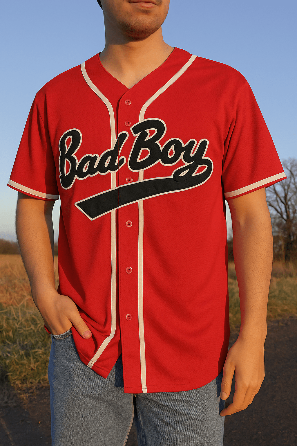 Aolapo 90s Outfit for Men Unisex Badboy 10 Hip Hop Party Loose Baseball Jersey Shirt Clothing Women (S Red) - Dakdouksson