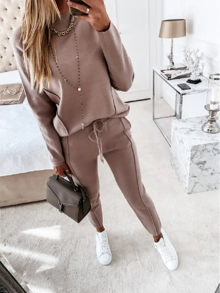 Autumn Winter Women's High Neck Hoodie & Pants Set - Dakdouksson