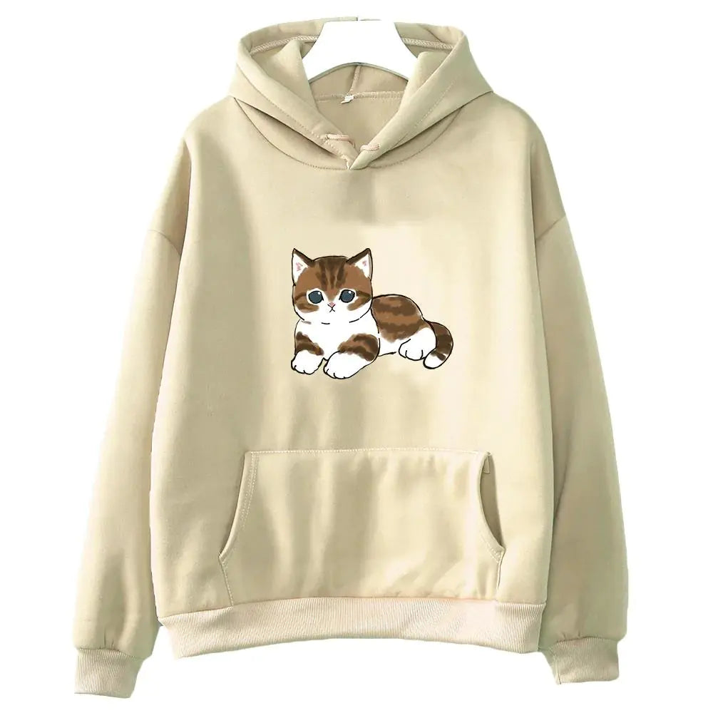 Cute Cat Graphic Hooded Sweatshirt for Men and Women