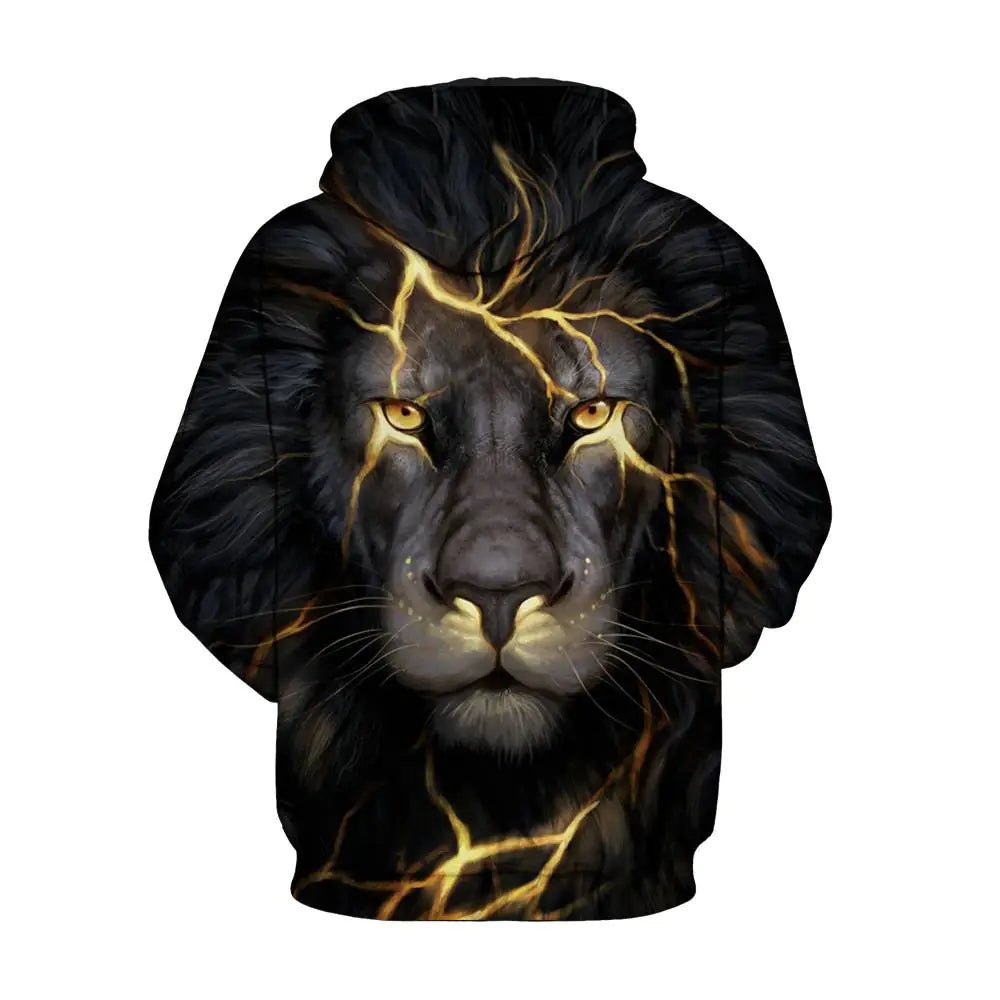 Black Lion 3D Digital Print Hoodie for Couples - Dakdouksson