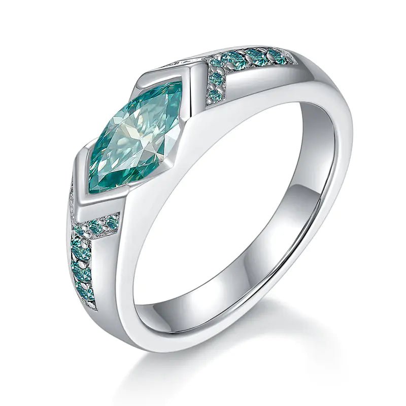 Blue Green Mosonite Ring for Men and Women - Dakdouksson