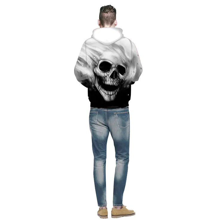 Classic Skull Print Hoodie with 3D Design - Dakdouksson