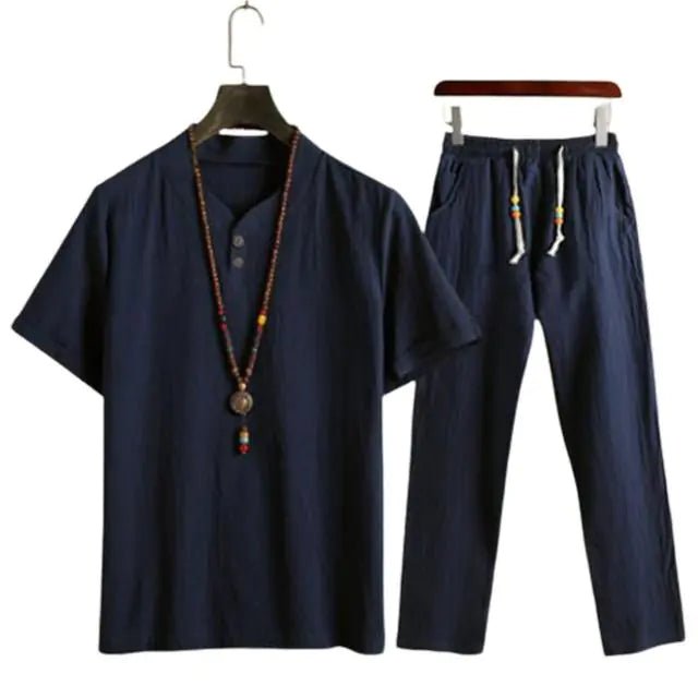 Cool Beach Outfit Set for Men - Short Sleeve Top & Pants - Dakdouksson