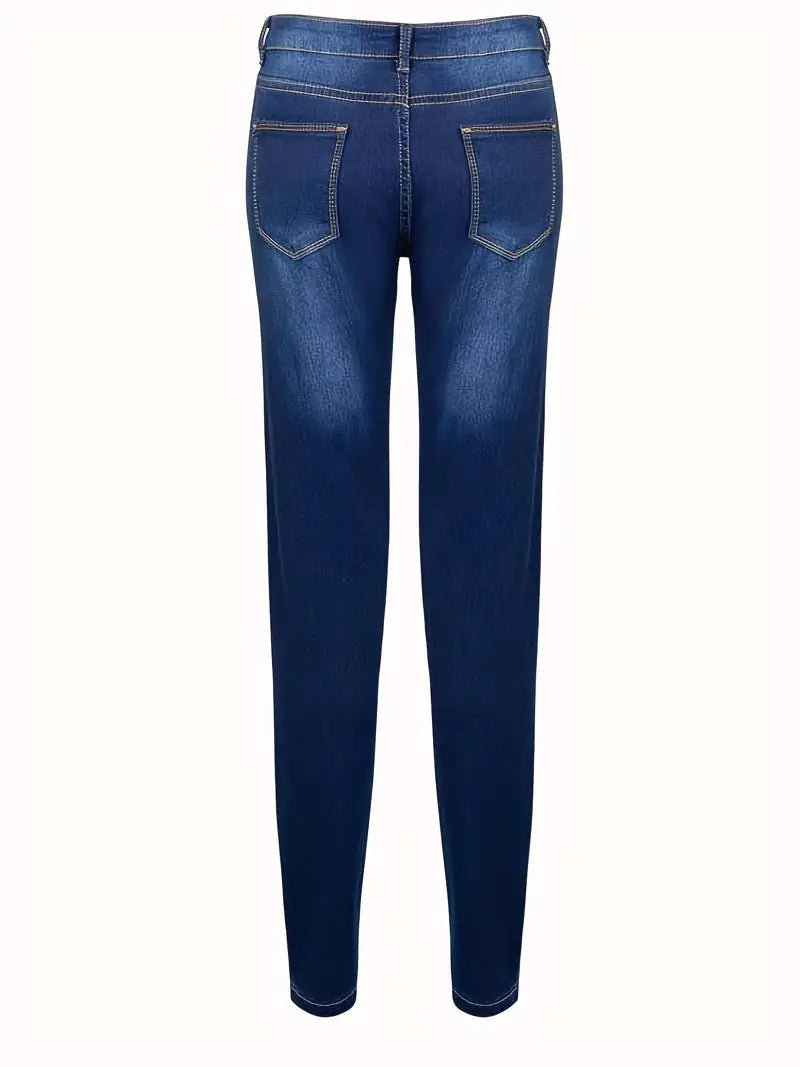 Curvy High Rise Skinny Jeans with Plicated Hem - Dakdouksson