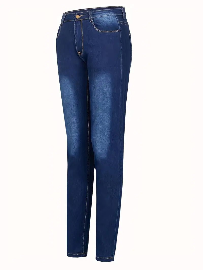 Curvy High Rise Skinny Jeans with Plicated Hem - Dakdouksson