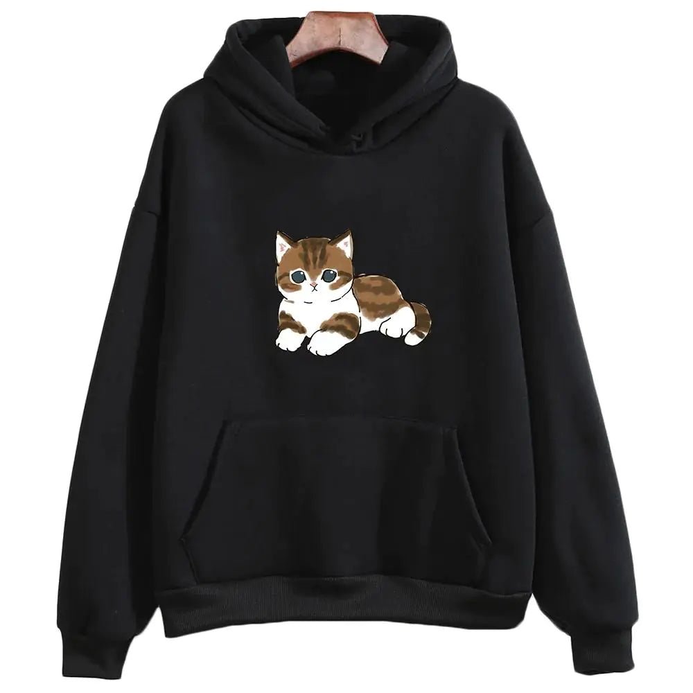 Cute Cat Graphic Hooded Sweatshirt for Men and Women - Dakdouksson