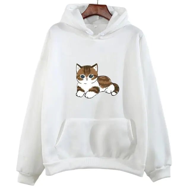 Cute Cat Graphic Hooded Sweatshirt for Men and Women - Dakdouksson
