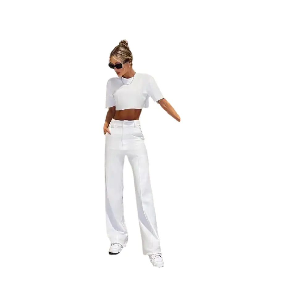 Stylish Summer Commuter Solid Color Suit Set