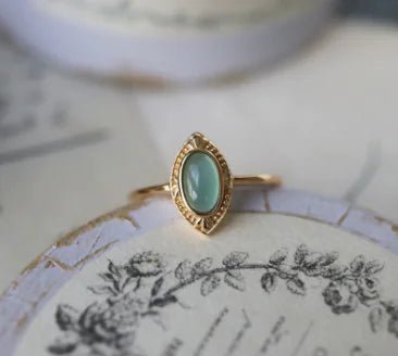 Double - layer Natural Topaz Antique Ring for Women - Dakdouksson