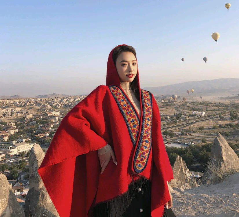 Ethnic Style Women's Hooded Warm Travel Scarf Cape - Dakdouksson