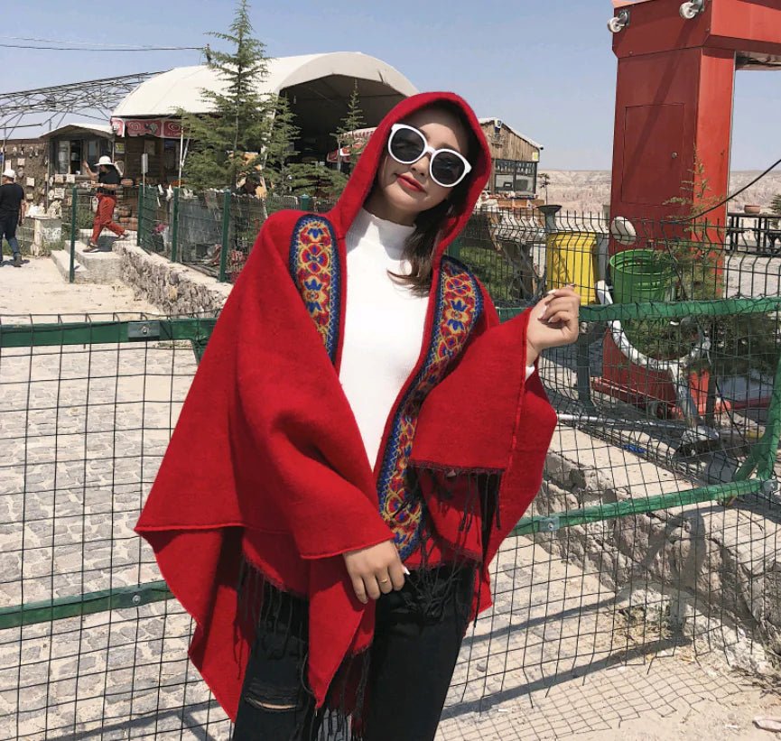 Ethnic Style Women's Hooded Warm Travel Scarf Cape - Dakdouksson