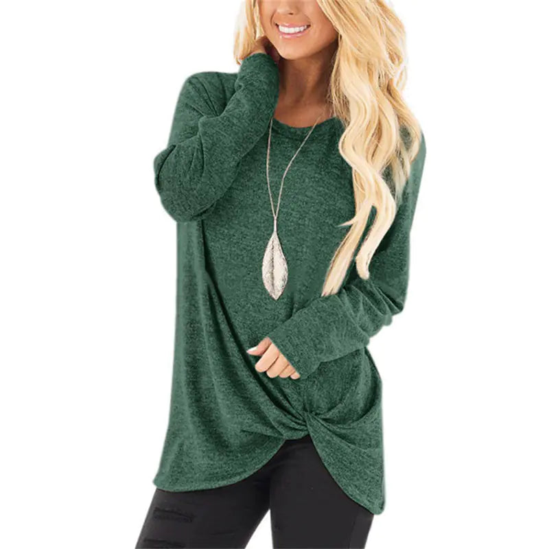 Autumn Winter Women's Long-Sleeved Twisted Sweater Top