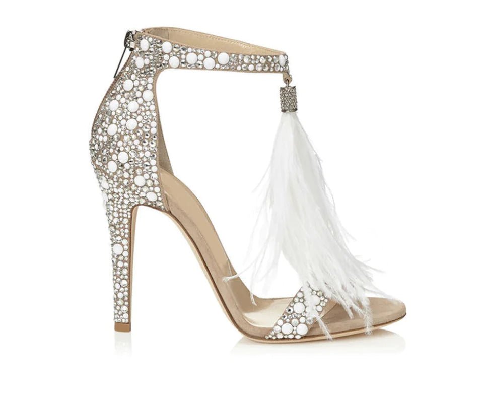 High Heels, Feather Sandals, Tassel Heels - Dakdouksson