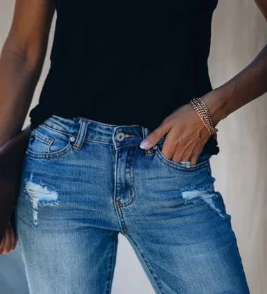 High Rise Distressed Super Skinny Jeans for Women - Dakdouksson