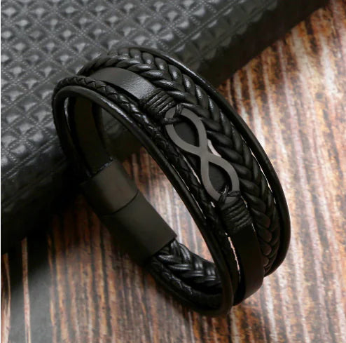Men's Multi-layer Cowhide Stainless Steel Magnetic Bracelet