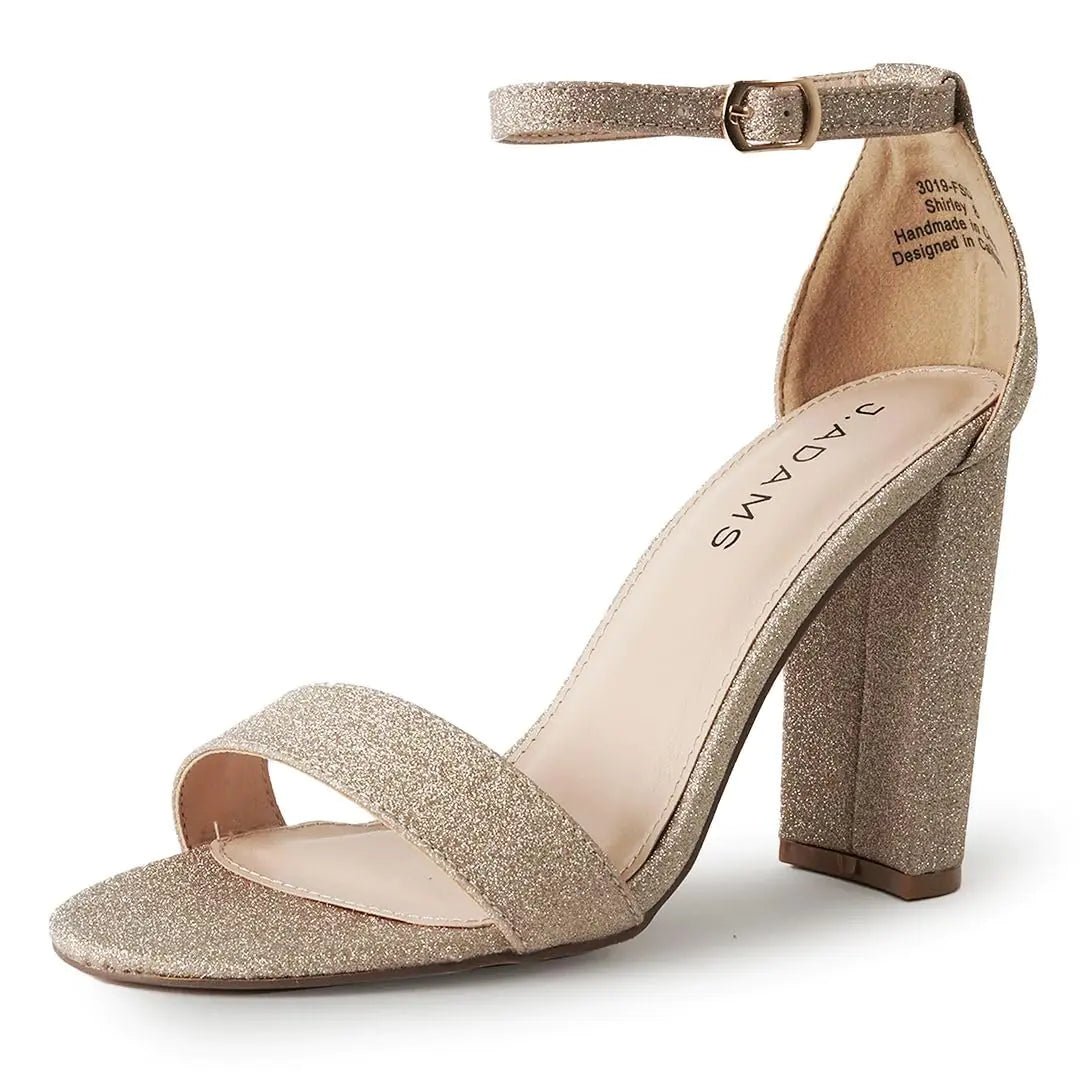 J. Adams Shirley Block Heels for Women - Ankle Strappy Heels for Women High Heels Dressy Sandals - Chunky Heels for Women - Wedding Shoes for Bride Summer Heels - Dakdouksson