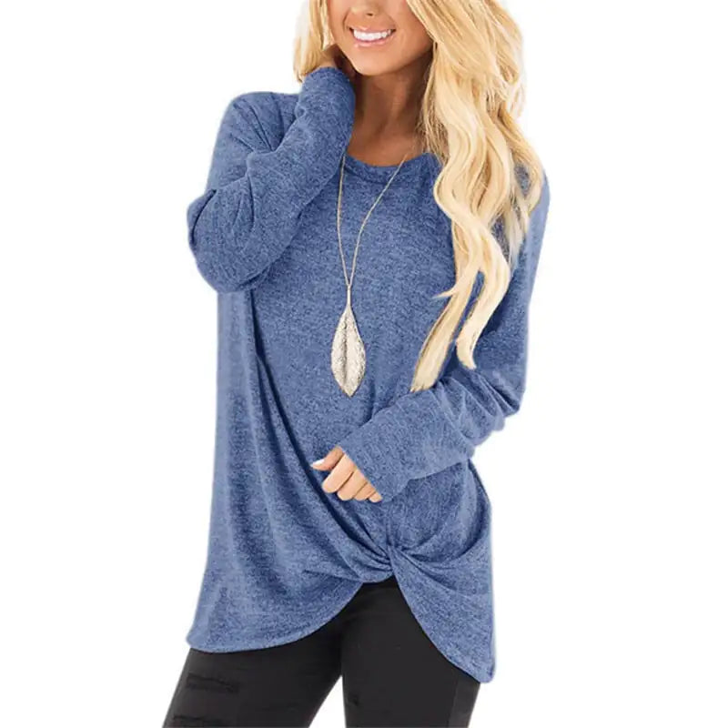 Autumn Winter Women's Long-Sleeved Twisted Sweater Top