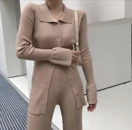 Knitted Long Collar Outfit - Dakdouksson