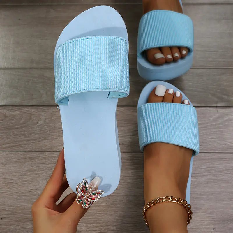 Knitted Wedge Slippers for Women - Chunky Platform Sandals - Dakdouksson