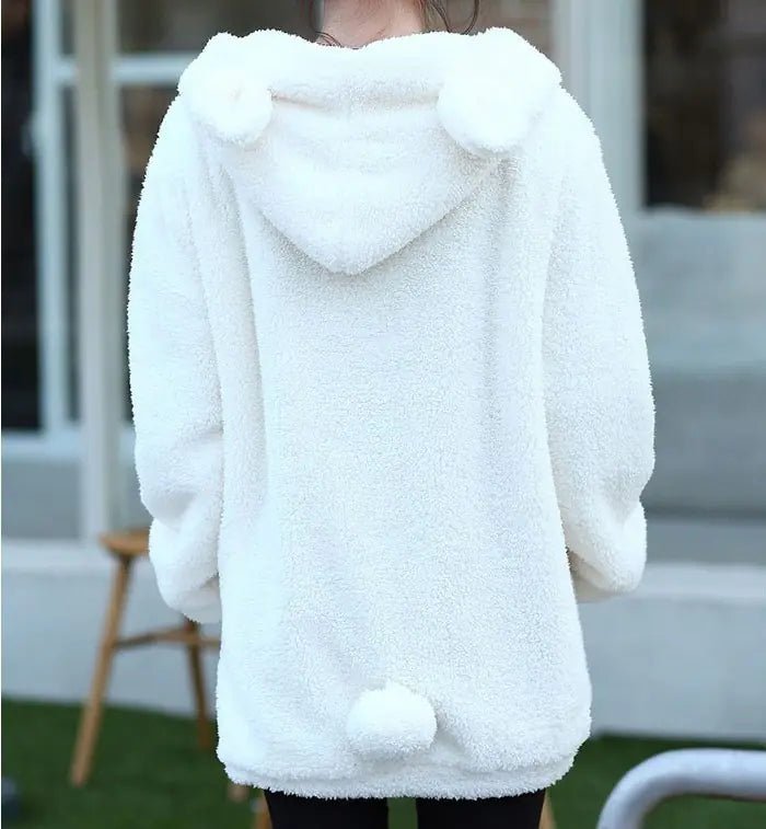 Korean Style Cartoon Bear & Bunny Hoodie for Women - Dakdouksson