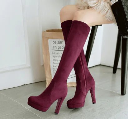 Korean Style Suede Chunky Heel Platform Martin Boots - Dakdouksson
