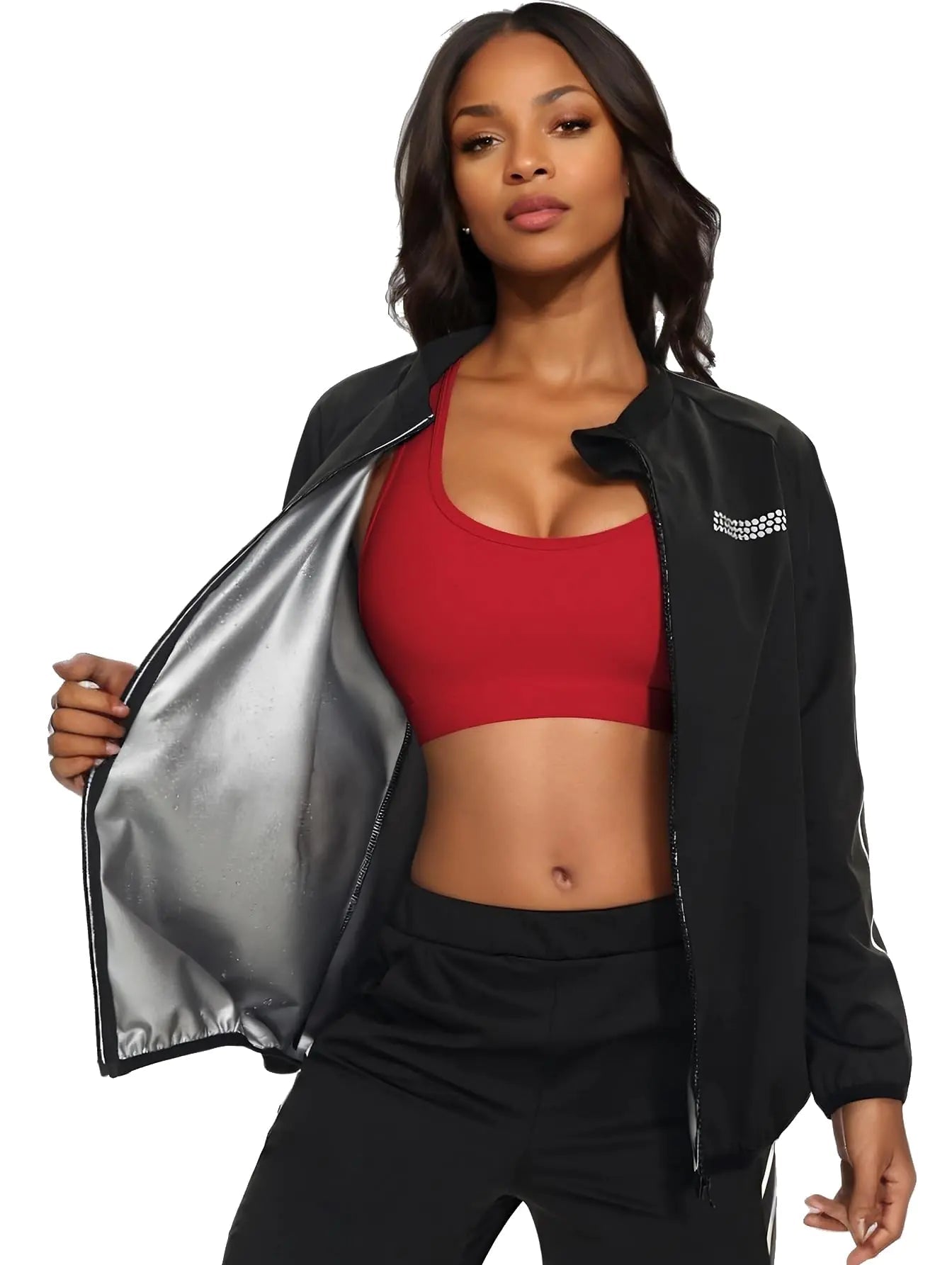 LAZAWG Sauna Suit Womens Long Sleeve Lightweight Zipper Workout Women Sweat Suits for Gym Running Fitness Exercise - Dakdouksson