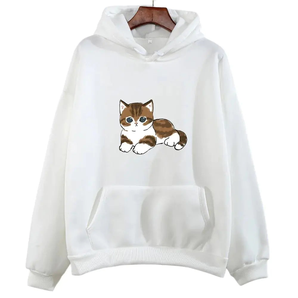 Cute Cat Graphic Hooded Sweatshirt for Men and Women