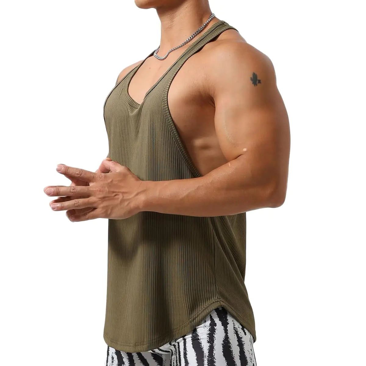 Magiftbox Mens Muscle Workout Tank Tops Stylish Gym Tank Tops Elastic Sweatshirts for Men T81_Green_US - XL - Dakdouksson