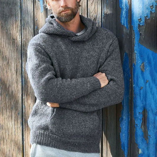 Men's Casual Hooded Sweater in Solid Colors - Dakdouksson
