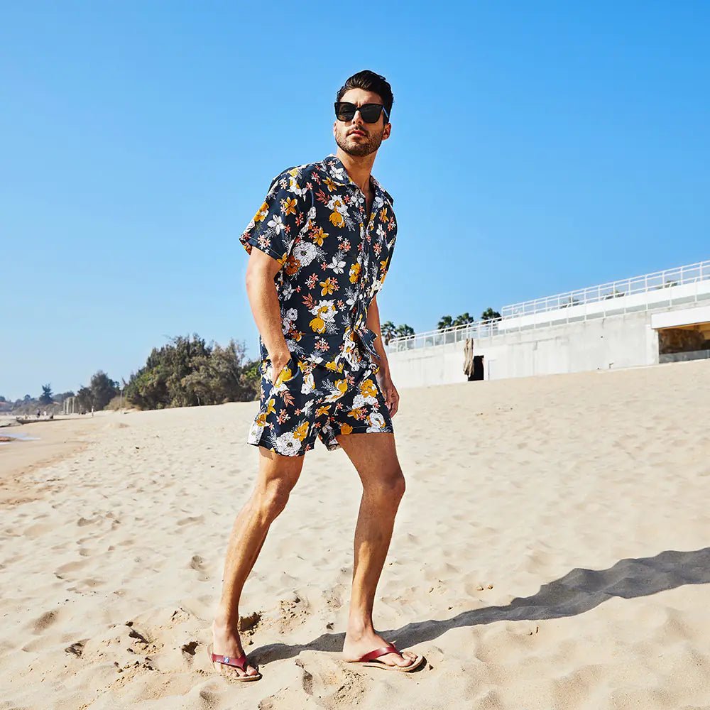 Men's Hawaiian Floral Shirt and Shorts Set (Two - Piece) - Dakdouksson